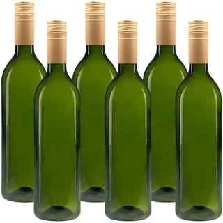 mikken 6 x Glasflasche 750ml grüne Weinflasche Ölflasche 0,75 L mit Etiketten