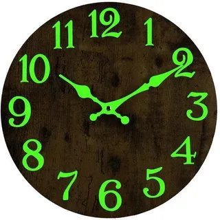 Silent LED Wanduhr, Stille, 30 cm, Holz, Landhausstil, Batteriebetrieben, Wanduhr mit LED-Licht, Dekorative Wanduhr für Küche, Haus, Schlafzimmer, Büro
