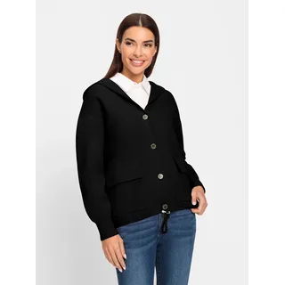 Strickjacke HEINE, Damen, Gr. 50, schwarz, 100% Polyamid, unifarben, Strickjacken Strickjacke
