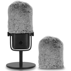 Geekria for Creators Furry Windschutz kompatibel mit Wave:1, Wave:3 Mic DeadCat Windschutz Muff, Windbuster, Windjammer, Fluff Cover Windschutz (Grau / 2 Stück)