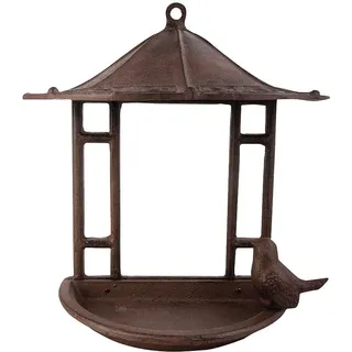 Esschert Design Vogeltränke - Futterschale mit Vogel aus Gusseisen - Wandfutterschale