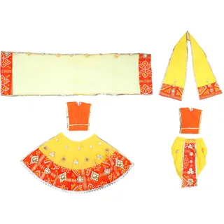 Decorative Radha-Krishna Dress Set Ganesh-LAXMI Dress Set POSHAK DIEITY Dress Dress for Statue/Idol Lord Krishna Lord Ganesh for Indian Traditonal Housewarming Festival Decor(Size:-7")(Orange,Yellow)