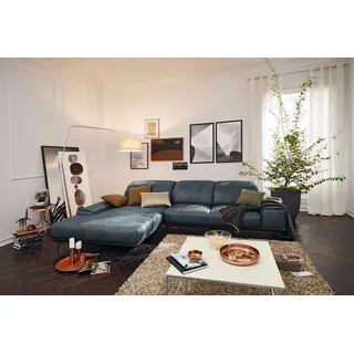 Musterring Wohnlandschaft "MR 2490 Ecksofa mit erstklassigem Sitzkomfort, Long-Life-Leder" Fuß Schwarz, Sitzhöhe 46cm, wahlweise mit Funktionen, Maße 342x207 cm, blau, s