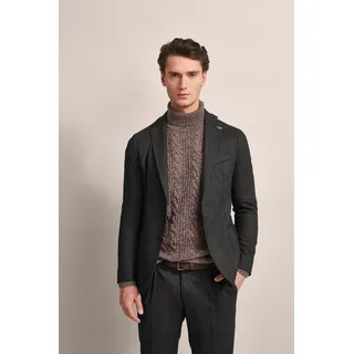 Sakko BUGATTI, Herren, Gr. 106, braun, 78% Polyester, 16% Viskose, 4% Wolle, 2% Elasthan, unifarben, slim fit, Manschette, Sakkos Sakko, mit runden Schultern