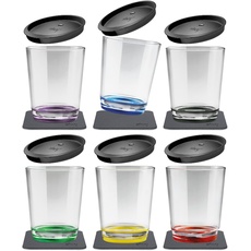Bild silwy® Magnet-Trinkbecher Multicolor (6er Set), BPA-frei (Tritan) inkl. sechs auslaufsichere Deckel mit integrierter Trinkhalmöffnung und sechs wiederverwendbare, abwaschbare Metall-Nano-Gel-Pads