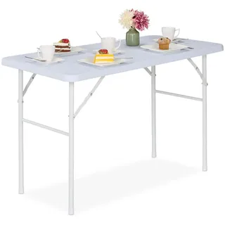 Relaxdays Gartentisch 125 x 67 x 74 cm Weiß