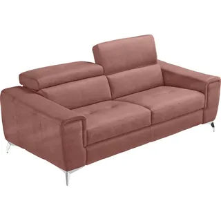 Egoitaliano »Francine Designsofa, Loungesofa mit Dauerschlaffunktion, Breite 233 cm« mit Bettfunktion, Luxus-Microfaser BLUSH, cedar wood, Fußfarbe chrom,