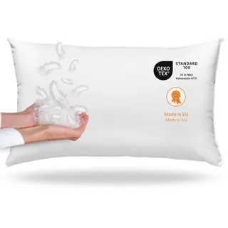 sleepling Daunenkissen Federkissen 40x60 cm, Kopfkissen, 100% Daunen & Federn, Kissen 40 x 60 cm, Bezug 100% Baumwolle, waschbar, Made in EU, Oeko-Tex