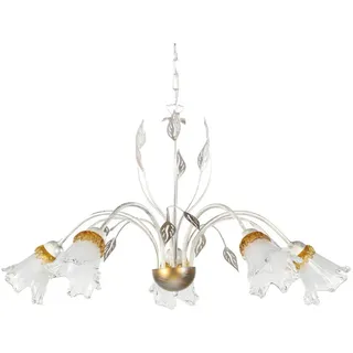 Kronleuchter , Weiß , Metall, Glas , 105 cm , Lampen & Leuchten, Innenbeleuchtung, Hängeleuchten, Kronleuchter