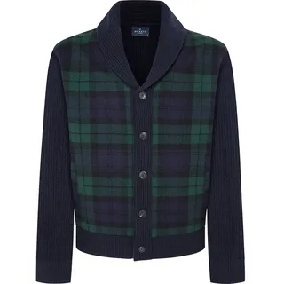 Hackett Plaid Hyb Shawl Strickjacke - Midnight Blue - M