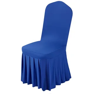 Vevor Stuhlhussen Stuhlbezug mit flacher Vorderseite, waschbarer Stuhlüberzug aus Polyester-Spandex für Hochzeitsfeiern Esszimmerbankette, passend für Stühle (Blau)