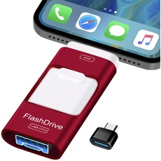 ZARMST 256GB USB Stick für Phone, Speicherstick Externer Speichererweiterung Fotostick, Flash Laufwerk für Android Handy Computer Laptop PC, Daten/Bilder/Filme kopierten Mit Einem klick (Rot)