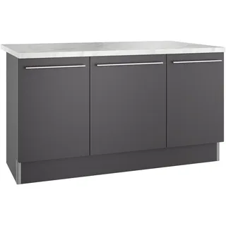 KOCHSTATION Kücheninsel »KS-Bern2« Stellmaße 161 x 96,5 cm, mit durchgehender Arbeitsplatte als Theke, grau