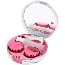 Sonew Kontaktlinsenbehälter, Kontaktlinsen Behältnis, Eintauchlinsenbehälter Tragbarer Kunststoff Marmormuster Augenpflege Kit Behälter(Pink)