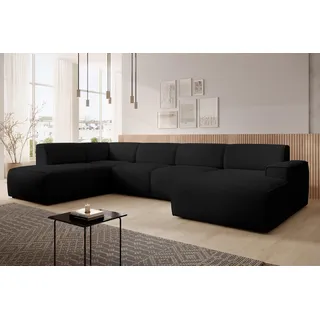 AX LIVING XXL Sofa U Form Didim Schwarz 378cm breit modern & großzügig L - Schwarz