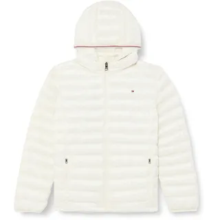 Tommy Hilfiger Damen Pufferjacke Curve Low Padded Global Stripe mit Kapuze, Elfenbein (Ancient White), 46