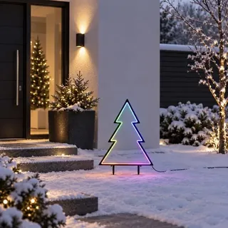 Luca Lighting LED-Gartenstecker Neon Tanne 75 cm schwarz LED RGB - Schwarz