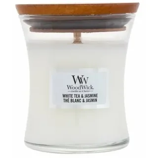 Woodwick White Tea & Jasmine Duftkerze 85 g