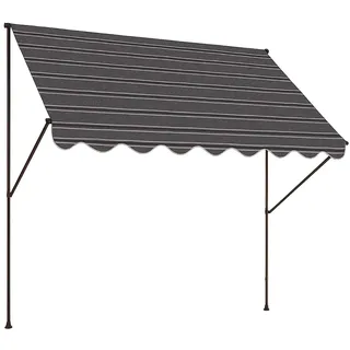ANGERER Klemmmarkise Exklusiv grau-schwarz, 150 cm | Markise für Sonnenschutz, Montage ohne Bohren, ideale Balkonmarkise für Mietwohnungen, Made in Germany, waschbarer Stoff