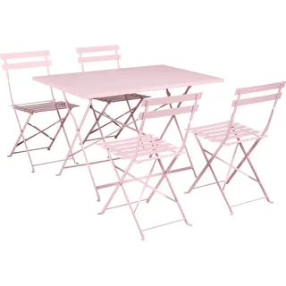 BELIANI Gartenmöbel Set Pastellrosa Stahl 5-Teilig Rechteckiger Tisch mit 4 Stühlen Zusammenklappbar Modern Französischer Stil Terrasse Garten Outdoor - Rosa