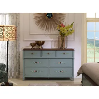 Kommode 150cm Sideboard Schrank Anrichte holz Schrank Möbel Kommoden Massivholz - Grau