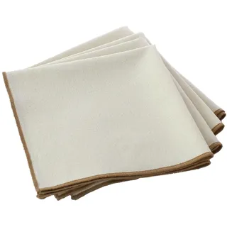 Enjoy Home Set mit 4 Servietten aus naturfarbenem Stoff, 40 x 40 cm, Leinenoptik, aus recycelter Baumwolle, 180 g/m2, Finish Design Hummel, naturfarben, Beige, Kollektion von Tischwäsche Lina Trend,