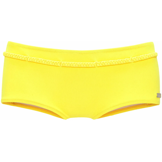 Bikini-Hotpants BUFFALO "Happy", Damen, Gr. 42, N-Gr, gelb, Microfaser, Microfaser, Polyamid, unifarben, Badehosen Bikini-Hotpants, mit geflochtenem Ziergürtel