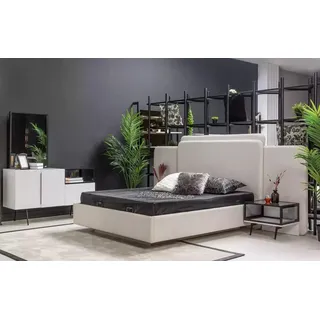 Schlafzimmer Bett 2x Nachttische Luxus Kommode Set Design Möbel 5tlg. - Weiß