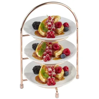 APS 33212 Serviergestell, für 3 Teller max. Ø 27 cm, innerer Ring Ø 18 cm, Metall hartverchromt, Kupfer-Look