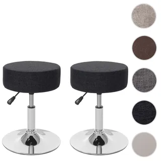 2er-Set Hocker HWC-C22, Sitzhocker Schminkhocker, höhenverstellbar Ø 35cm ~ Textil, dunkelgrau