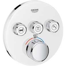 Grohe 29161LS0 Grohtherm SmartControl Thermostat-Verkleidung mit 3 Funktionen, mit Steuermodul, Mond, weiß, Without SmartBox