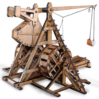 yaqumw Das Gegengewicht Trebuchet mit europäischen mittelalterlichen Belagerungswaffen auf Rädern Holzpuzzles Geschenk DIY Retro 3D-Modellbausätze