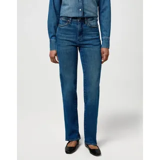 Wrangler Straight-Jeans WRANGLER, Damen, Gr. 34, Länge 34, cowboy_crest, Denim/Jeans, Obermaterial: 99% Baumwolle, 1% Elasthan, unifarben, straight fit lang, Jeans Straight-Jeans, im Five-Pocket Style