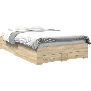 vidaXL Bettrahmen mit Schubladen Braun 120 x 190 cm Holzwerkstoff - Braun