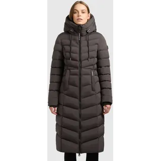 Steppmantel KHUJO "INGRAM5", Damen, Gr. M (38), braun (graphite grau), Steppware, Obermaterial: 100% Polyester. Futter: 100% Nylon. Wattierung: 100% Polyester, unifarben, wadenlang, elastischer Bund, Mäntel Steppmantel, aus pflegeleichter Kunstfaser, Steppware, wadenlanger Schnitt