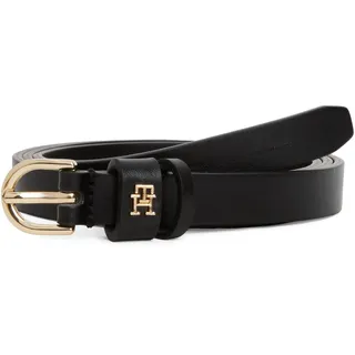 Ledergürtel TOMMY HILFIGER "ESSENTIAL EFFORTLESS 1.5", Damen, Gr. 70, schwarz, Rindsleder, unifarben, Gürtel Ledergürtel, Ovale Einfachdornschließe, Logoemblem