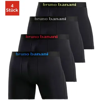 Boxer BRUNO BANANI "Boxershorts für Herren", Herren, Gr. XL, 4 Stk., schwarz, Jersey, Obermaterial: 95% Baumwolle, 5% Elasthan, unifarben, körpernah, Unterhosen Boxer, mit längerem Bein und auffälligen Logobund, Topseller