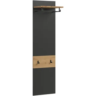 xonox.home - Paneel Canu 165x45x29 cm in Basalt grau und Artisan Nb. - Wandpaneel Wandboard Wandgarderobe Garderobenwand Garderobenpaneel Flurpaneel - modern & praktisch