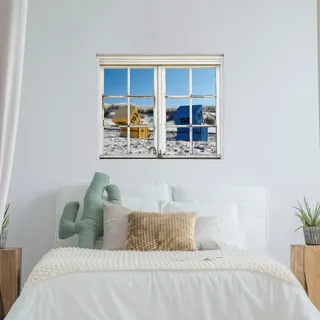 queence Wandsticker »Strandkörbe« Wandsticker, Wandbild, selbstklebend, 3D, Fenster, blau
