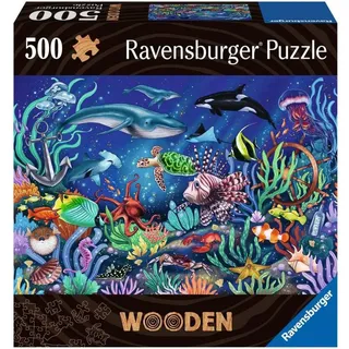 Ravensburger 17515 - Wooden, Unten im Meer Holz-Puzzle inkl. 40 Whimsies, 500 Teile