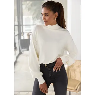 LASCANA Strickpullover mit kleinem Stehkragen, Feinstrickpullover, casual-chic, beige