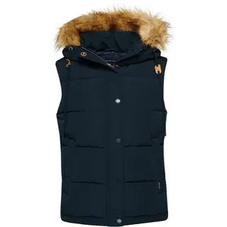 Superdry Damen. W5011395A Kunstpelzweste Everest navy M Lässig, Polyester, Marine