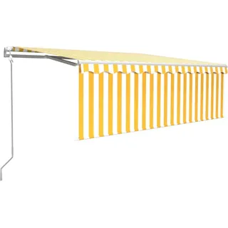 Markise Automatisch Einziehbar mit Volant 4x3 m Gelb und Weiß - Gelb