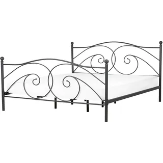 Beliani Metallbett 140/200cm Schwarz Metall , 140x200 cm , Schlafzimmer, Betten, Metallbetten
