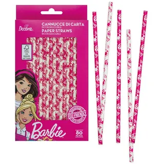 Decora 0403050 80ER-PACK PAPIER STROHHALME BIO ABBAUBARE BARBIE Ø 6 X 210 MM