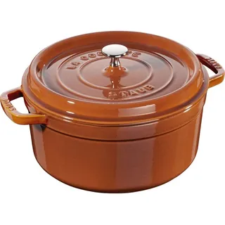 Staub Cocotte Schmortopf Rund 26 cm, 5 L, Aromaregen Funktion, Für alle Herdarten geeignet, Zimt