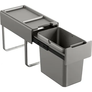 SVITA EM22 Einbaumülleimer 22L 1 Fach mit Deckel Mülltonne Küche Unterschrank Abfalleimer ausziehbar Grau - Grau