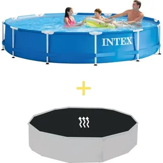 Intex Metal Frame Pool - 366 x 76 cm - Inklusive Solarsegel