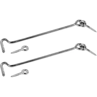 cyclingcolors 2x Sturmhaken Stahl Kabinenhaken Klein Fensterhaken Locking Haken Auge Fenster Korrosionsbeständig Schraube mit öse Tür Privathaken Türen Fenster, 140mm