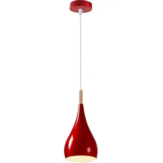 LEDSone Moderne tropfenförmige Pendelleuchte mit blauem Schirm, industrielle Deckenbeleuchtung, ideal für Esszimmer, Bars, Clubs und Restaurants (Rot)